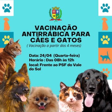 Amanh, 24, tem campanha de vacinao de ces e gatos aqui em Osvaldo Cruz