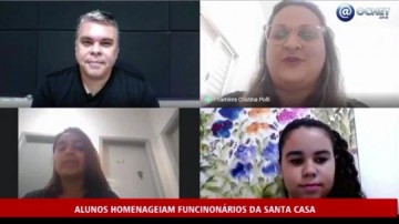 V�DEO: Alunos da escola Osvaldo Martins produzem material em homenagem a funcion�rios da Santa Casa de Osvaldo Cruz