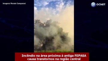 V�DEO: Inc�ndio na �rea pr�xima � antiga FEPASA causa transtornos na regi�o central