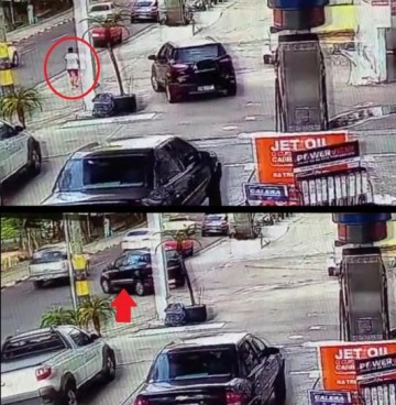 Carro passa por cima de idosa na sa�da de posto de combust�veis e motorista foge sem prestar socorro � v�tima, em Presidente Prudente