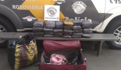 Droga era transportada em mala (Foto: Pol�cia Rodovi�ria/Cedida)
