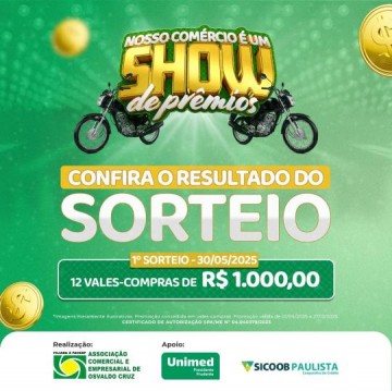 ACEOC divulga ganhadores do 1� sorteio da campanha �Nosso Com�rcio � um Show�