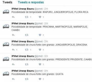 Aten��o: IPMet da Unesp alerta para riscos de temporais na regi�o de OC