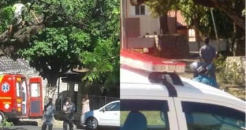 Homem amarra arame farpado no pesco�o e amea�a se matar na pra�a do F�rum de Luc�lia