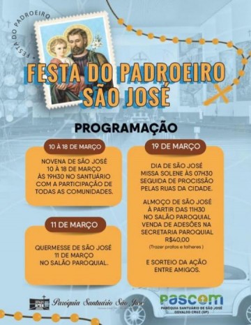 Programa��o da Festa de S�o Jos� come�a hoje