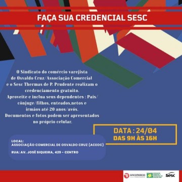 Sesc Presidente Prudente realiza emiss�o de credenciais do SESC gratuitamente