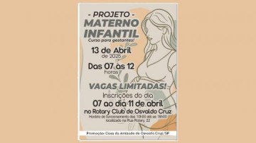 Casa da Amizade de Osvaldo Cruz retoma projeto materno infantil em evento gratuito para gestantes
