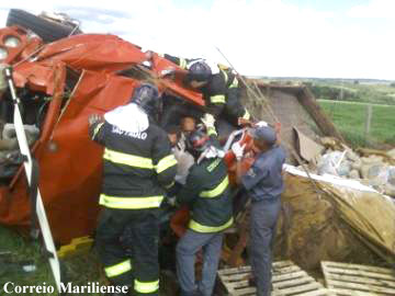 Motorista perde o controle de Caminh�o e capota na SP-294
