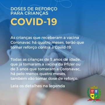 Secretaria de Sade alerta para doses de reforo de vacinao de crianas contra a COVID-19