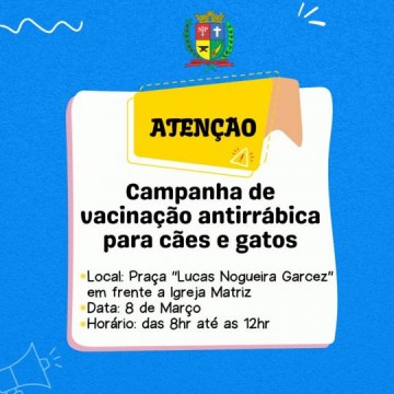 Prefeitura realiza nova etapa de vacinao antirrbica em Osvaldo Cruz no dia 08 de maro