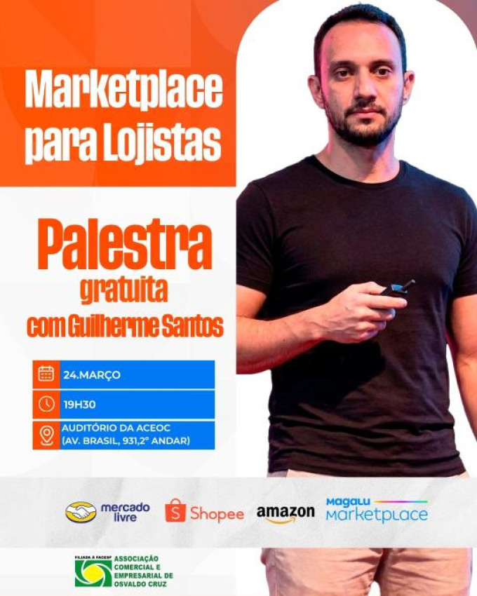 Aceoc promove palestra gratuita ensina lojistas a vender em marketplaces como Mercado Livre, Shopee e Amazon