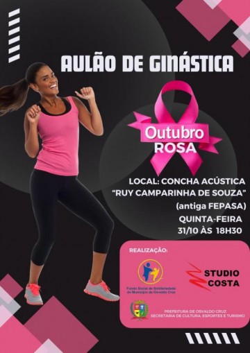 Fundo Social de Solidariedade de Osvaldo Cruz realiza Aul�o de Gin�stica pelo Outubro Rosa