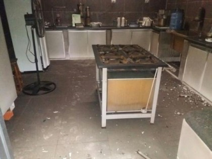 Cozinha da escola foi danificada em Caiabu (Foto: Departamento de Educao/Divulgao)