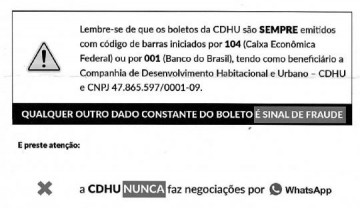 CDHU alerta sobre golpes aps moradores receberem boletos falsos em Osvaldo Cruz