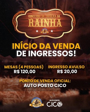 Venda de ingressos para o concurso da Rainha e Princesa do Rodeio j� est�o abertas