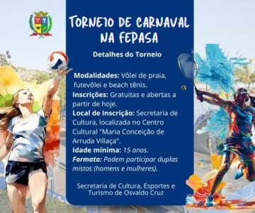Torneio de Carnaval da Fepasa promete agitar Osvaldo Cruz