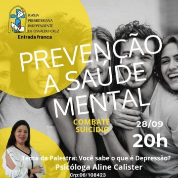 Psic�loga faz palestra sobre depress�o na sexta na Igreja Presbiteriana