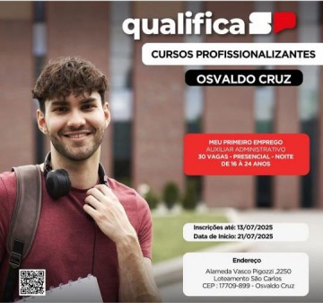 Jovens de Osvaldo Cruz podem se inscrever em curso gratuito de auxiliar administrativo