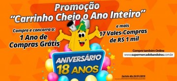 Supermercado Bandeiras prepara sorteio de 18 anos para esta sexta-feira