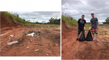 Alunos de Educa��o F�sica da FACCAT realizam desafio do lixo com volunt�rios do Programa Escola da Fam�lia