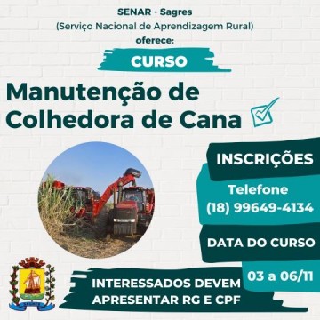 Senar de Sagres realiza curso de manuten��o de colhedora de cana