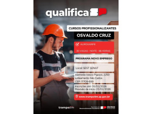 Programa Novo Emprego oferece 30 vagas para curso de almoxarife em Osvaldo Cruz