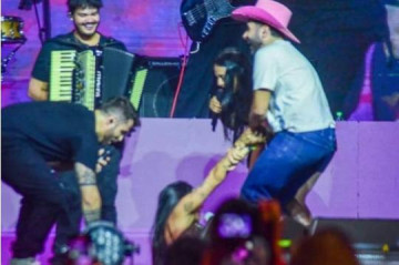 Ana Castela leva encontr�o e cai durante show em SP; Z� Felipe estava na plateia