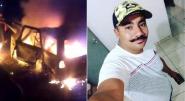 Homem morre carbonizado ap�s carro bater em �rvore e pegar fogo em Paulic�ia