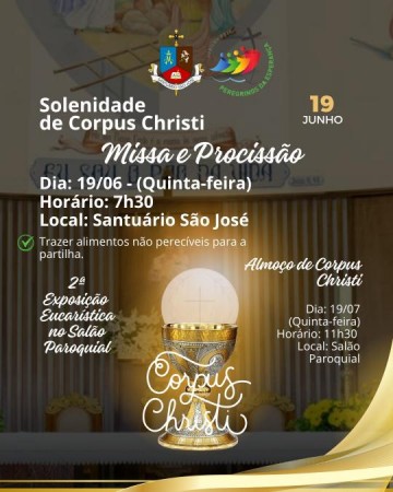 Santu�rio S�o Jos� promove celebra��o de Corpus Christi em Osvaldo Cruz