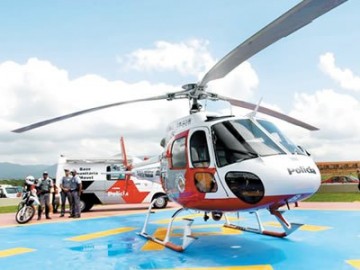 Helic�ptero da PM faz reconhecimento em Osvaldo Cruz