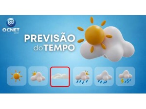 Quinta-feira, 17, ser de sol com nuvens passando para chuvoso  tarde