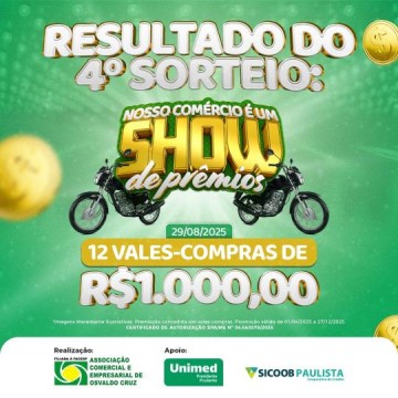Conhe�a os ganhadores dos vales compras do sorteio de agosto da Campanha 'Nosso Com�rcio � um Show de Pr�mios'
