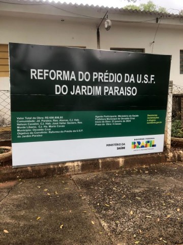Reforma do pr�dio do Posto de Sa�de (PSF) do Jardim Para�so leva � mudan�a de endere�o temporariamente