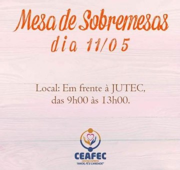 Centro Esp�rita 'Amor, F� e Caridade' promove Mesa de Sobremesa neste s�bado