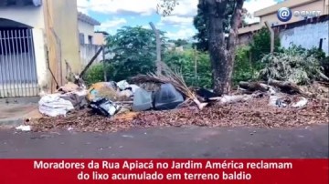 V�DEO: Moradores da Rua Apiac� no Jardim Am�rica reclamam do lixo acumulado em terreno baldio