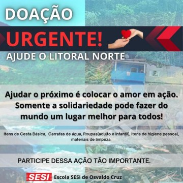 Unidades SESI E SENAI est�o arrecadando doa��es para as fam�lias afetadas pelas fortes chuvas