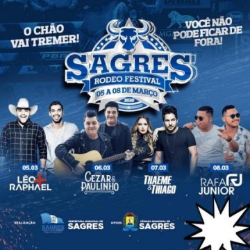 Rodeio de Sagres traz C�sar & Paulinho, L�o & Raphael, Rapha & J�nior e Thaeme & Thiago de hoje at� domingo