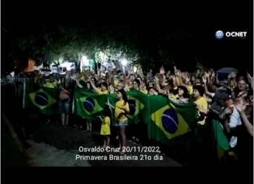 V�DEO: Manifestantes voltam a se reunir defronte ao Tiro de Guerra em Osvaldo Cruz