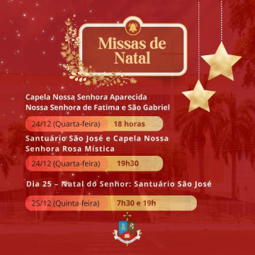 Santu�rio S�o Jos� divulga programa��o de missas para o fim de ano