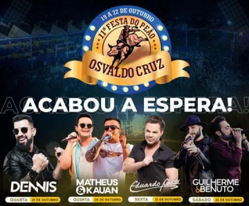 Organizao anuncia atraes da Festa do Peo 2022 de Osvaldo Cruz