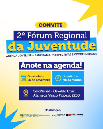 F�rum Regional da Juventude da Macrorregi�o de Presidente Prudente acontece dia 26 de novembro