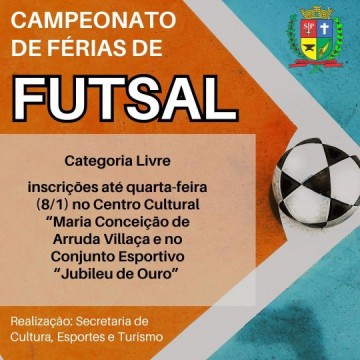 Inscri��es para Campeonato de F�rias de Futsal terminam amanh�, 08