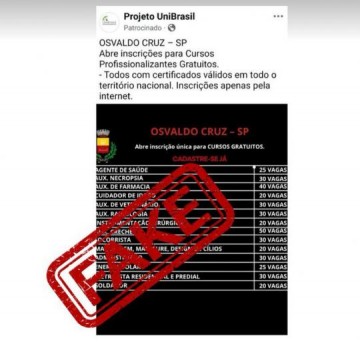 Prefeitura de Osvaldo Cruz desmente liga��o com cursos falsos divulgados online