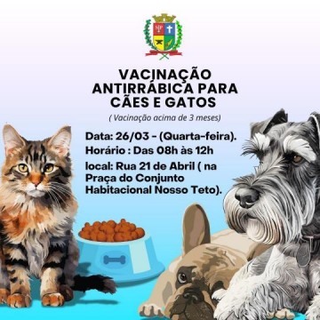 Vacina��o de c�es e gatos acontece nesta semana no Bairro Nosso Teto