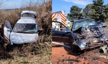 Acidente entre ve�culos deixa tr�s pessoas gravemente feridas em Bastos