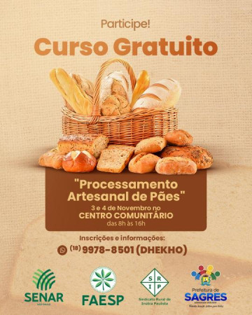 Prefeitura de Sagres promove curso gratuito de panifica��o artesanal em parceria com SENAR e Sindicato Rural