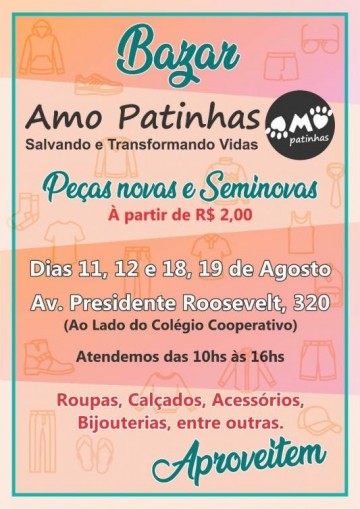 Amo Patinhas promove Bazar Beneficente em dois finais de semana