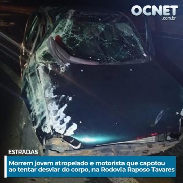 Morrem jovem atropelado e motorista que capotou ao tentar desviar do corpo, na Rodovia Raposo Tavares em Presidente Venceslau