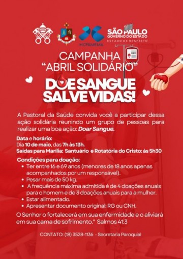 Campanha Abril Solid�rio: Doe Sangue, Salve Vidas