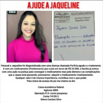 Amigos e familiares fazem apelo por menina de 17 anos com doen�a rara precisa de inje��es que chegam a R$ 88 mil